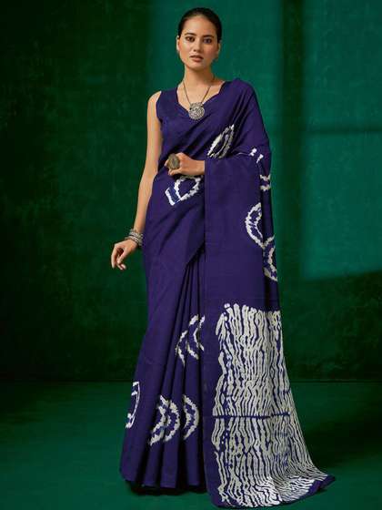 Anouk Rustic Tie and
                        Dye Block Print Saree