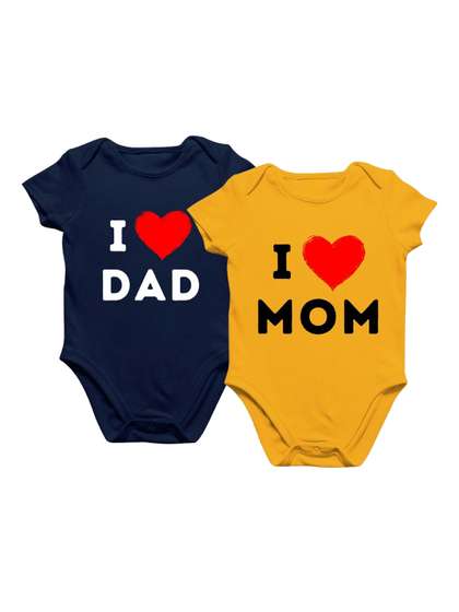 MYBABYTOWN Infants Pack
                    Of 2 Printed Pure Cotton Bodysuits
