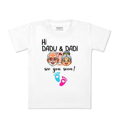 Arvesa Kids Hi Dadu
                    & Dadi See You Soon Printed Tshirt