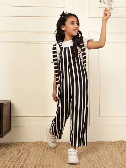Bugandbees Girls Striped
                    Basic Jumpsuit