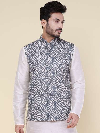 W & G
                        Embroidered Mandarin Collar Nehru Jacket
