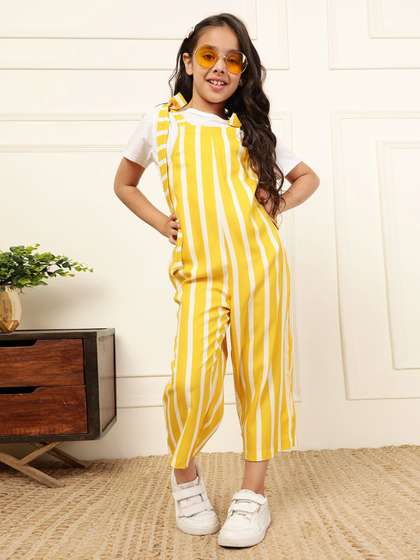 Bugandbees Girls Striped
                    Basic Jumpsuit