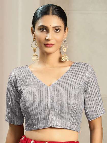 HERE&NOW
                        Embroidered Sleeveless Saree Blouse