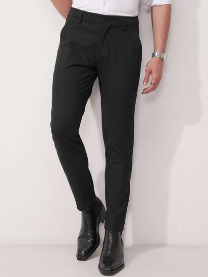 HIGHLANDER Men Slim
                        Fit Mid-Rise Formal Trousers