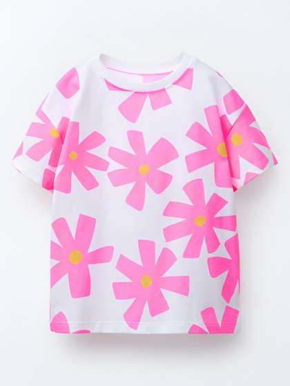Googo Gaaga Girls Floral
                    Round Neck Printed Tropical T-shirt