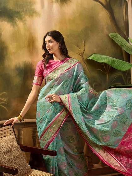 Sangria Woven Design
                        Organza Patola Saree