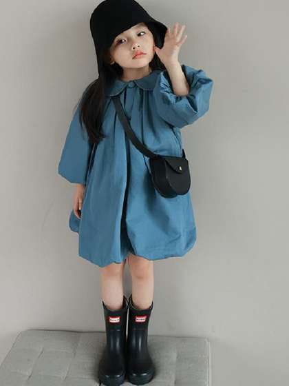 StyleCast x Revolte
                    Girls Solid Peter Pan Collar Gathered or Pleated
                    Cotton A-Line Dress