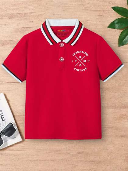 YK X Trampoline Boys
                    Brand Logo Printed Polo Collar T-Shirt