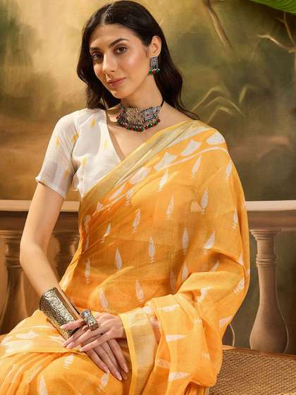 Sangria Ethnic
                        Motifs Printed Saree With Blouse Piece