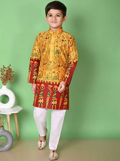 AHLAN APPARELS Boys
                    Ethnic Motifs Printed Kurta with Pyjama