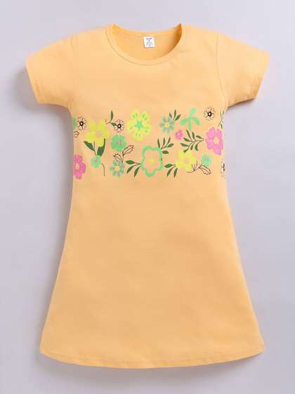Todd N Teen Girls Floral
                    Printed Round Neck Pure Cotton Nightdress