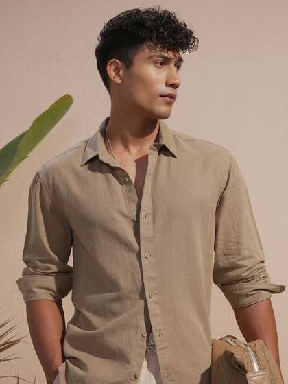 HIGHLANDER Spread
                        Collar Long Sleeves Cotton Linen Relaxed Fit
                        Shirt