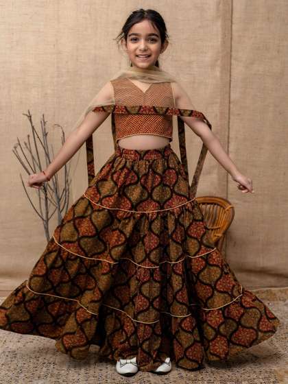 Sangria Girls Floral
                    Printed Lehenga With Choli & Dupatta
