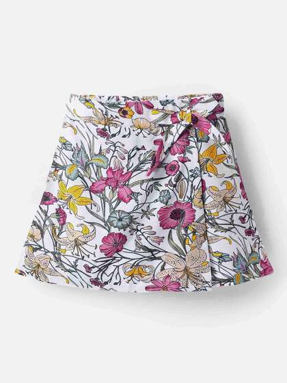 CrayonFlakes Girls
                    Floral Printed Skorts