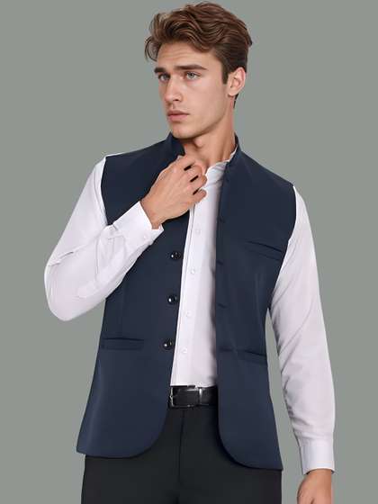 Moda Rapido Mandarin
                        Collar Nehru Jacket