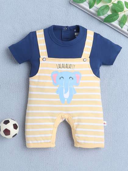 BUMZEE Infant Girls
                    Striped Soft Cotton Rompers