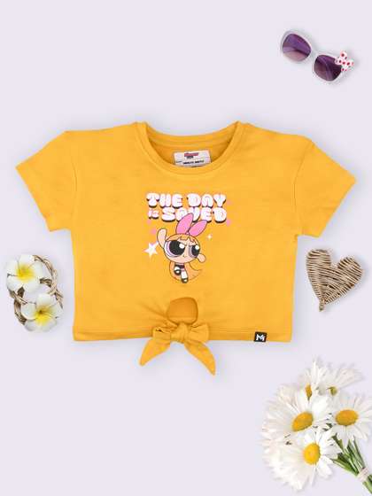 YK X Minute Mirth Girls
                    Powerpuff Girls Printed Crop Top