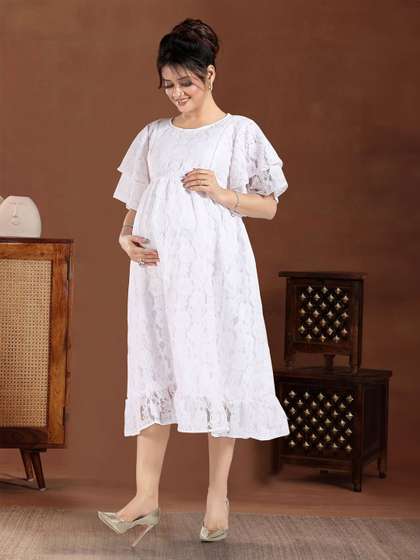 MomsBae Self
                          Design A-Line Maternity Dress