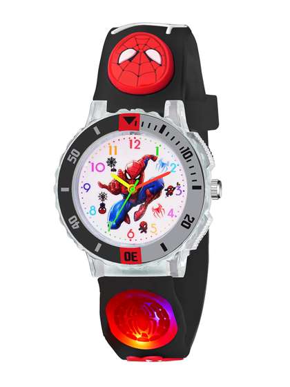 ON TIME OCTUS Kids
                    Printed Dial Analogue Watch KD-111 BLACK SPIDER