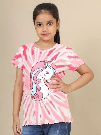 Kids Ville Girls Unicorn
                    Printed Pure Cotton T-shirt