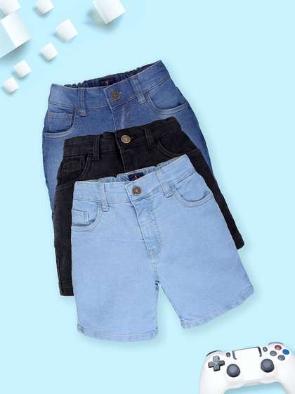 KiddoPanti Boys Pack Of
                    3 Regular Fit Denim Shorts