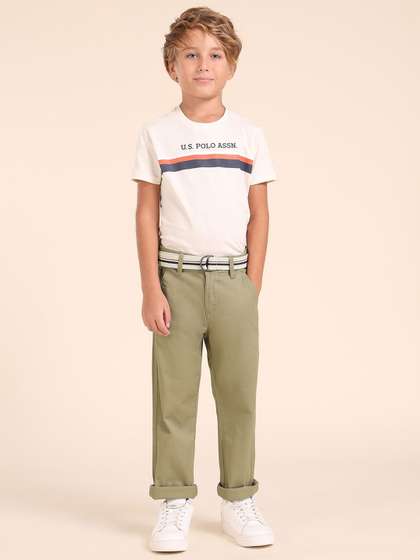 U.S. Polo Assn. Kids
                    Boys Solid Slim Fit Regular Trousers