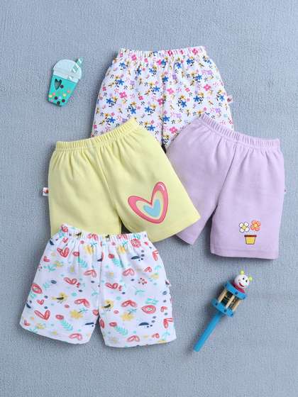 BUMZEE Girls Pack Of 4
                    Floral Printed Shorts