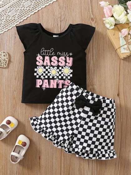 KEESOR Girls Printed
                        Round Neck T-Shirt With Shorts