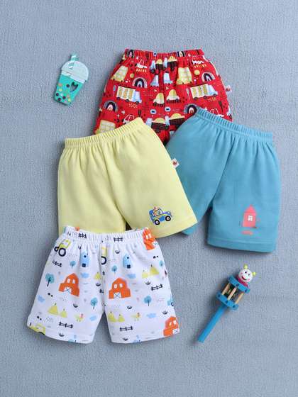 BUMZEE Boys Pack of 4
                    Printed Cotton Shorts