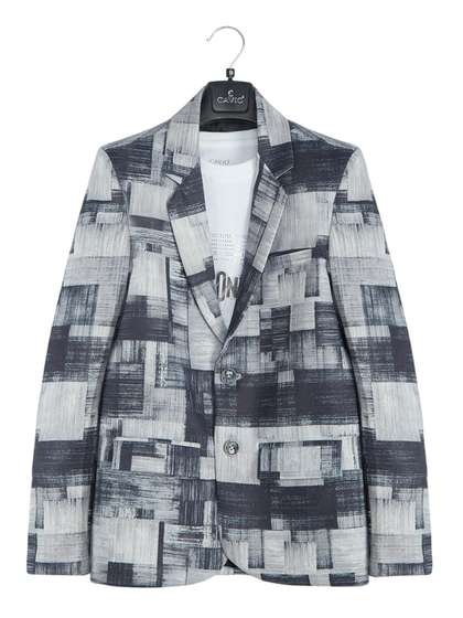 CAVIO Boys Cotton Blend
                    Full Sleeves Printed DarkGrey Blazers and T-Shirt