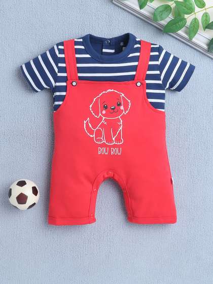 BUMZEE Infant Boys
                    Printed Round Neck Rompers