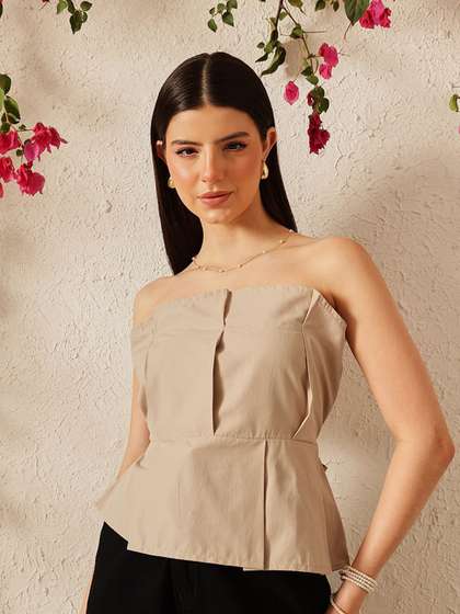 STREET 9 Women
                        Off-Shoulder Cotton Peplum Top