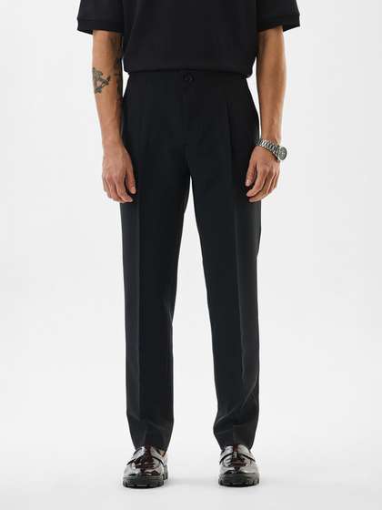 Snitch Men Black
                        Mid-Rise Slim Fit Trouser
