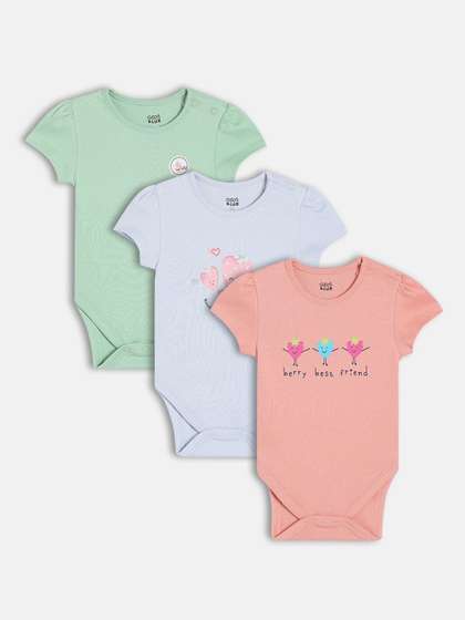MINI KLUB Infants Girls
                    Pack Of 3 Printed Pure Cotton Bodysuit