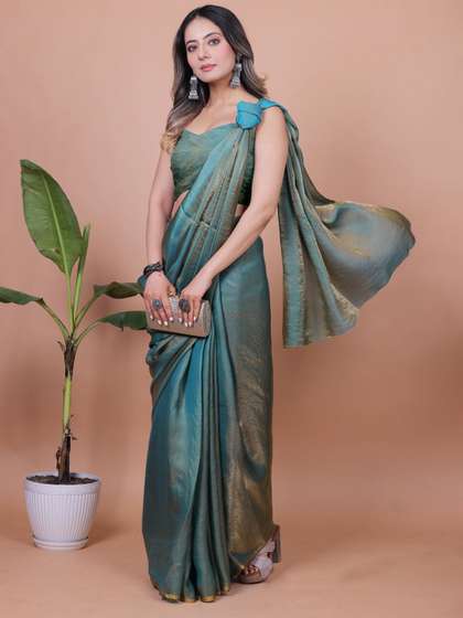 Anneca Shimmer Satin
                        Saree With Blouse Piece