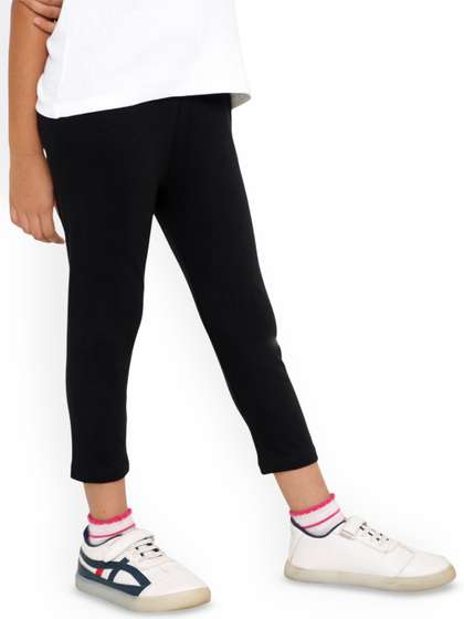 TotzTouch Girls Mid Rise
                    Three Fourth Length Leggings