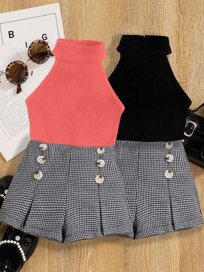 DEL LUNA Girls Pack of
                      2 Halter Neck To With Skirt Clothing Set