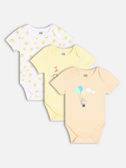 MINI KLUB Infant Boys
                      Pack Of 3 Printed Pure Cotton Bodysuit