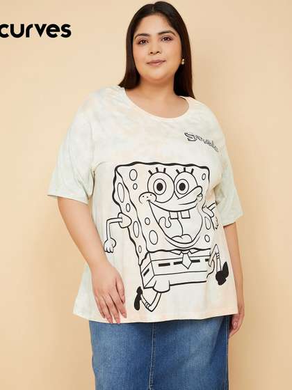 max URB N Plus Size
                        Women SpongeBob Print Oversized T-shirt