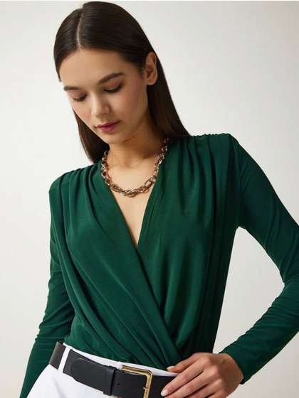 Lounge Dreams V-Neck
                        Long Sleeves Casual Bodysuit