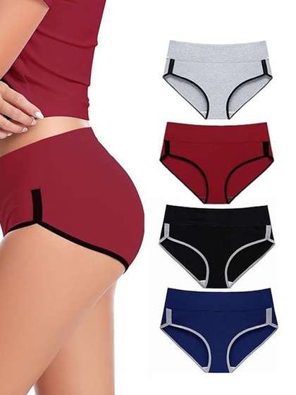 Diving Deep Pack Of
                        4 Striped Cotton Hipster Briefs