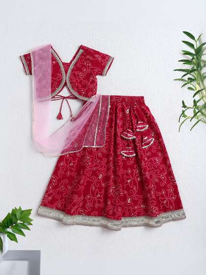 The Magic Wand Girls
                    Printed Ready to Wear Lehenga & Blouse With
                    Dupatta