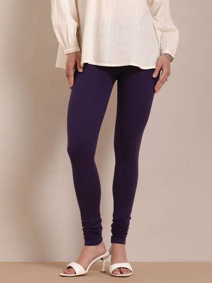 TWIN BIRDS Women
                        Purple Solid Churidar-Length Leggings