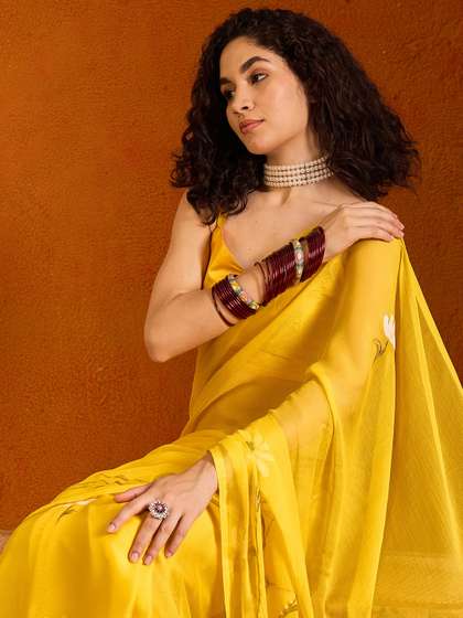 Anouk Rustic Floral
                        Poly Chiffon Saree