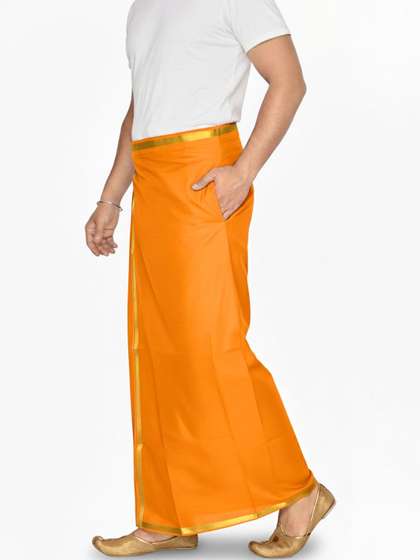 TUNI MANI Solid
                        Cotton Velcro Dhoti