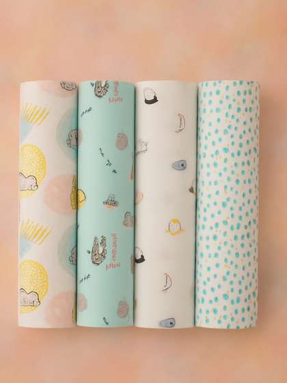 Portico Pack of 4
                    Infants Little Peaches Pure Cotton Muslin Swaddle