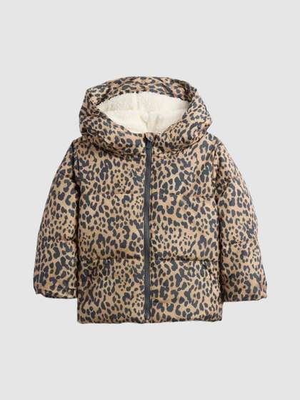 GAP Girls Leopard
                    Printed Hooded Puffer Jacket