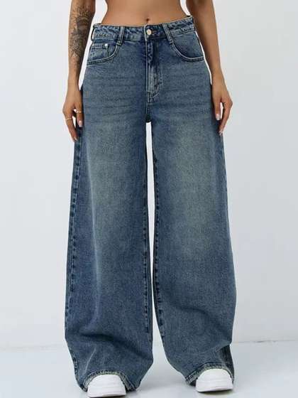 R.Code by The
                        Roadster Life Co. Women Jean Wide Leg High-Rise
                        Light Fade Stretchable Jeans