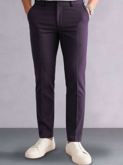 Zee Gold Men Relaxed
                        Regular Fit Low-Rise Easy Wash Formal Trousers