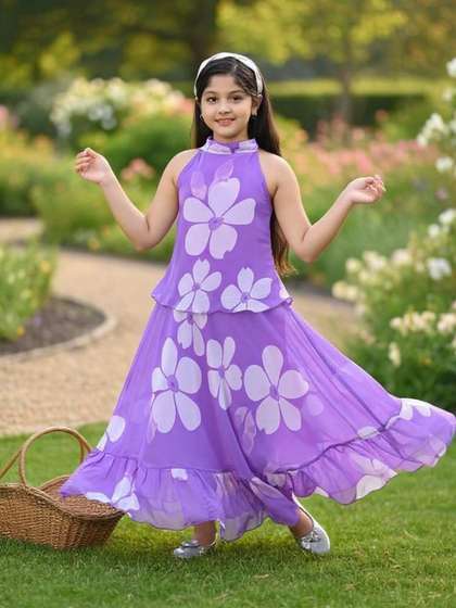 BARKAT DESIGNING PLANET Floral Print Chiffon Maxi Dress